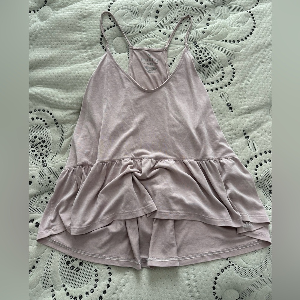 American Eagle Outfitters Lavender Ruffle Tank Top